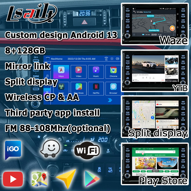Toyota Hilux Android 13 multimedia video interface wireless carplay android auto touch 3