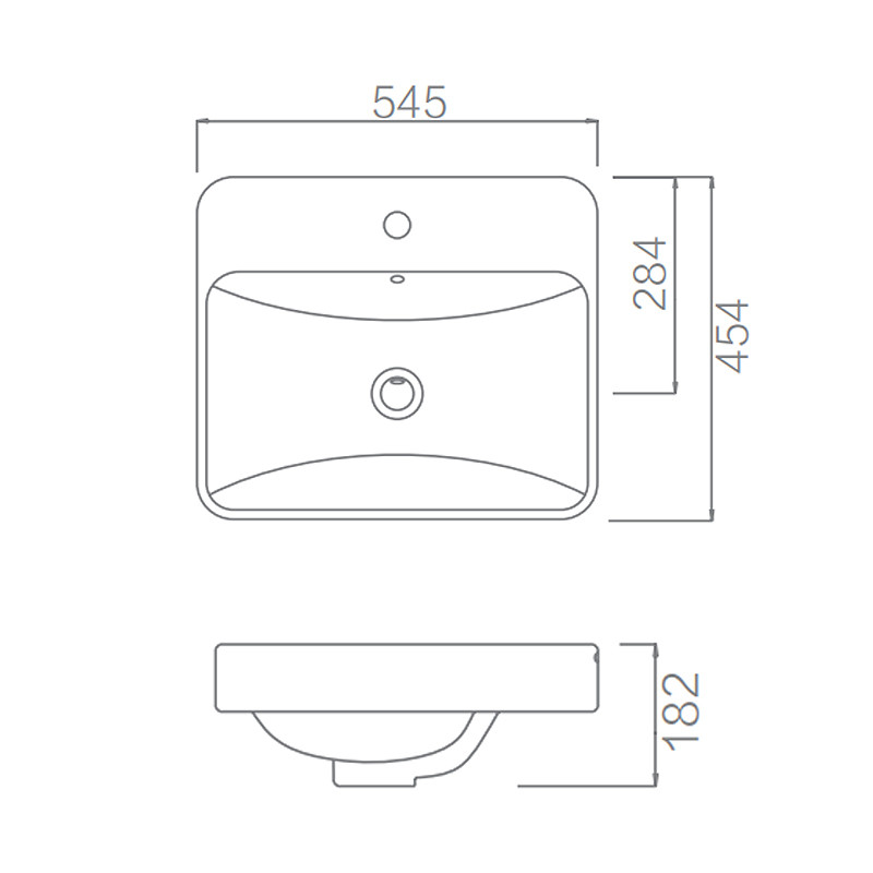 Bathroom Wash Basin Rectangular Shape Countertop With Holes
