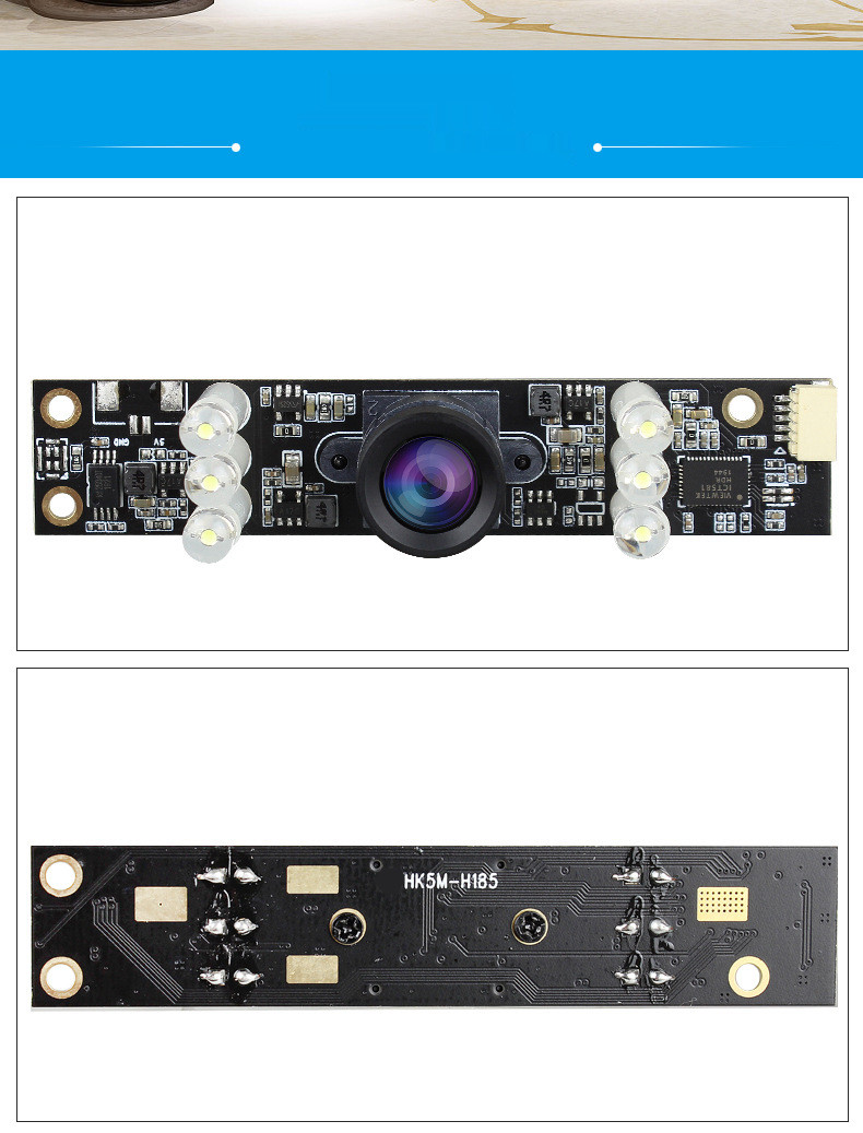 H185 USB Plug-and-Play 5-Megapixel Wide Dynamic Lens Module Effective pixel resolution: 2592*1944