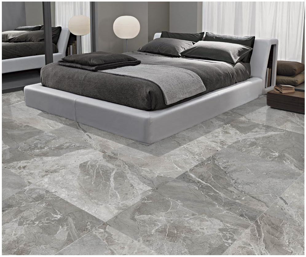 Glazed Digital Polished Marble Style Porcelain Tile 12mm Thickness
