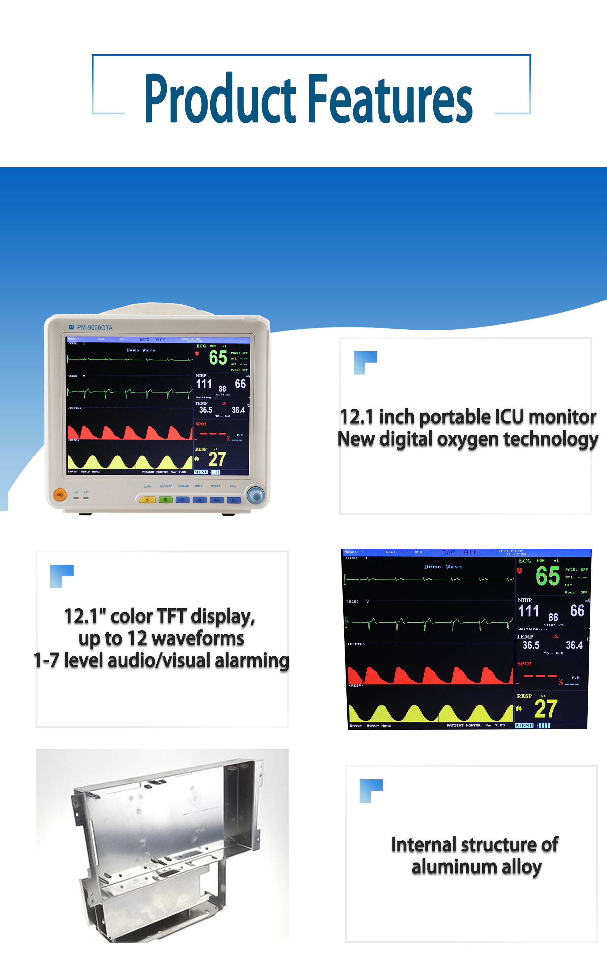 Medical Equipment ICU Vital Signs Wire and Wireless Network Patient Monitor for Hospital Operation Room