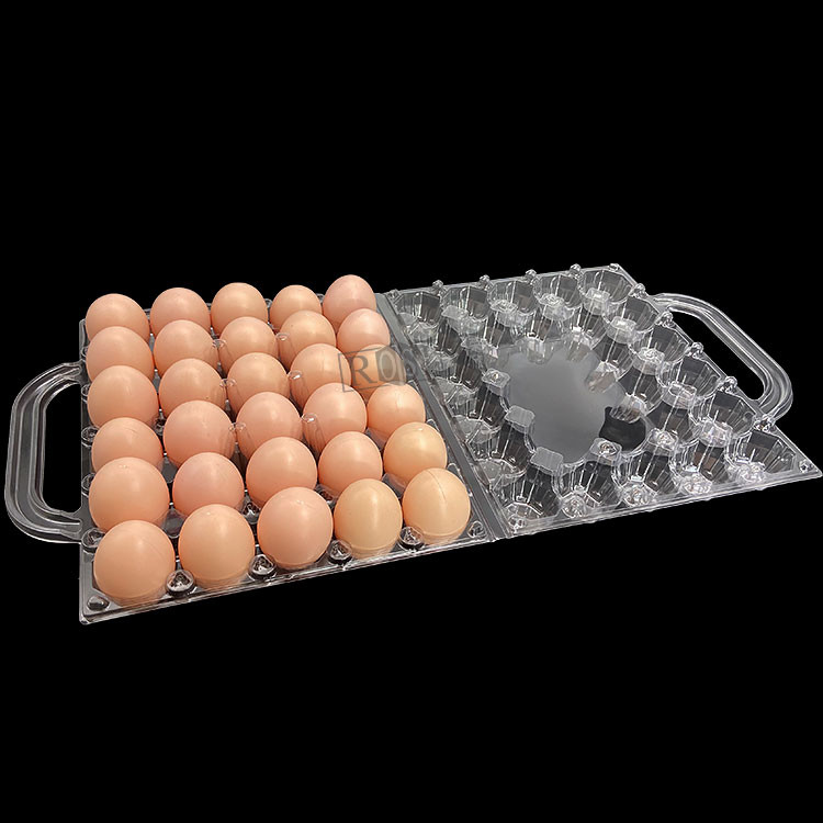 Disposable 30 Holes Plastic Egg Cartons Lightweight Blister With Handle