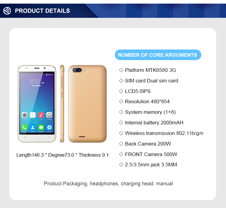 Dual SIM Card 3G 4G Smartphone Single Core MP3 GPS 1600mAH