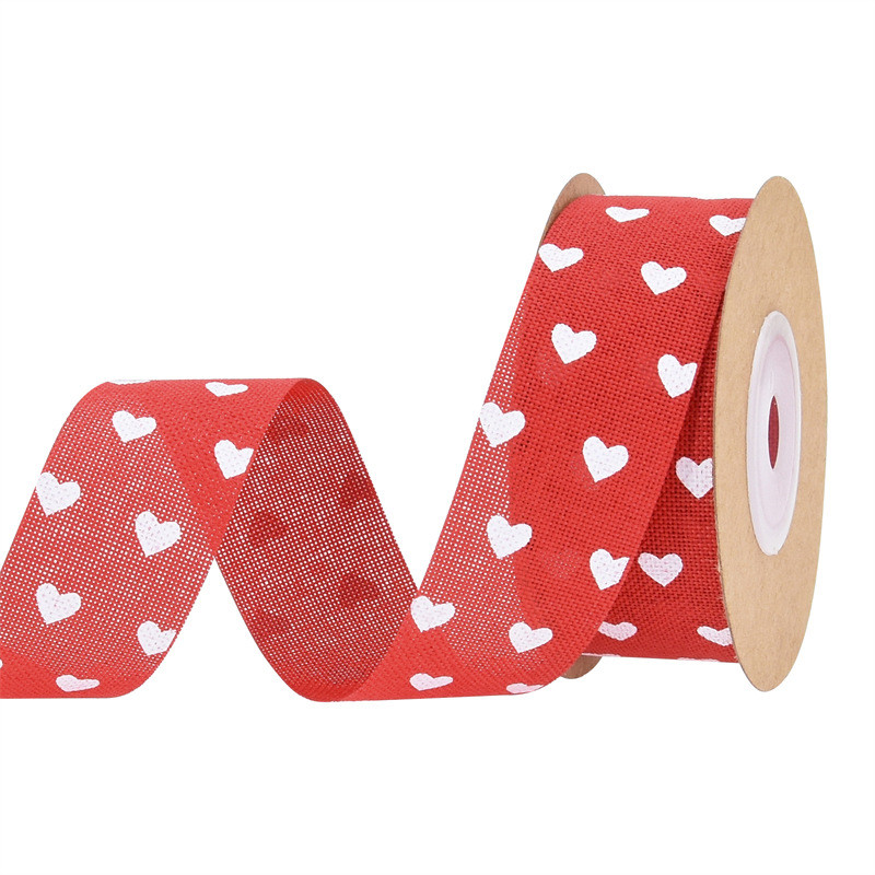 25mm*10y Printed Burlap Ribbon Custom Printed Ribbon By The Yard