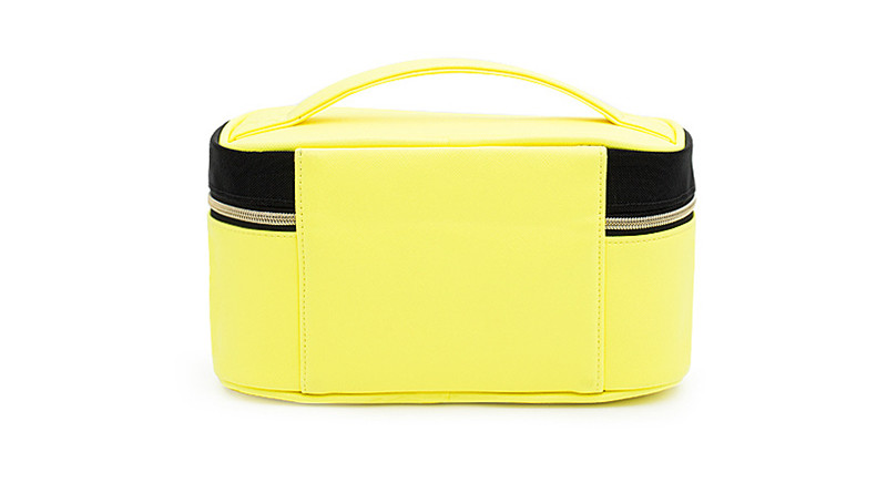 Eco-Friendly Make Up Brush Bag Double Zippers Black Yellow Cosmetic Pouch Bag