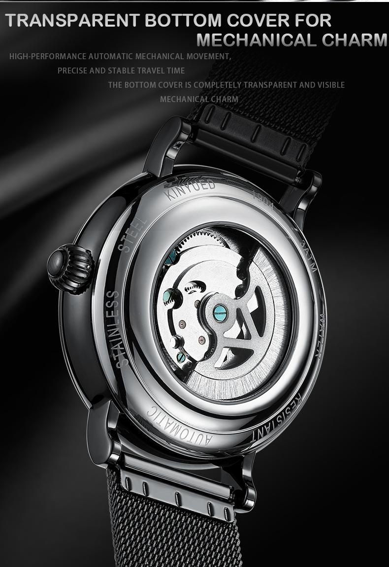 Full Hollow Out Luxury Mechanical Watches Stainless Steel Mechanical Watch