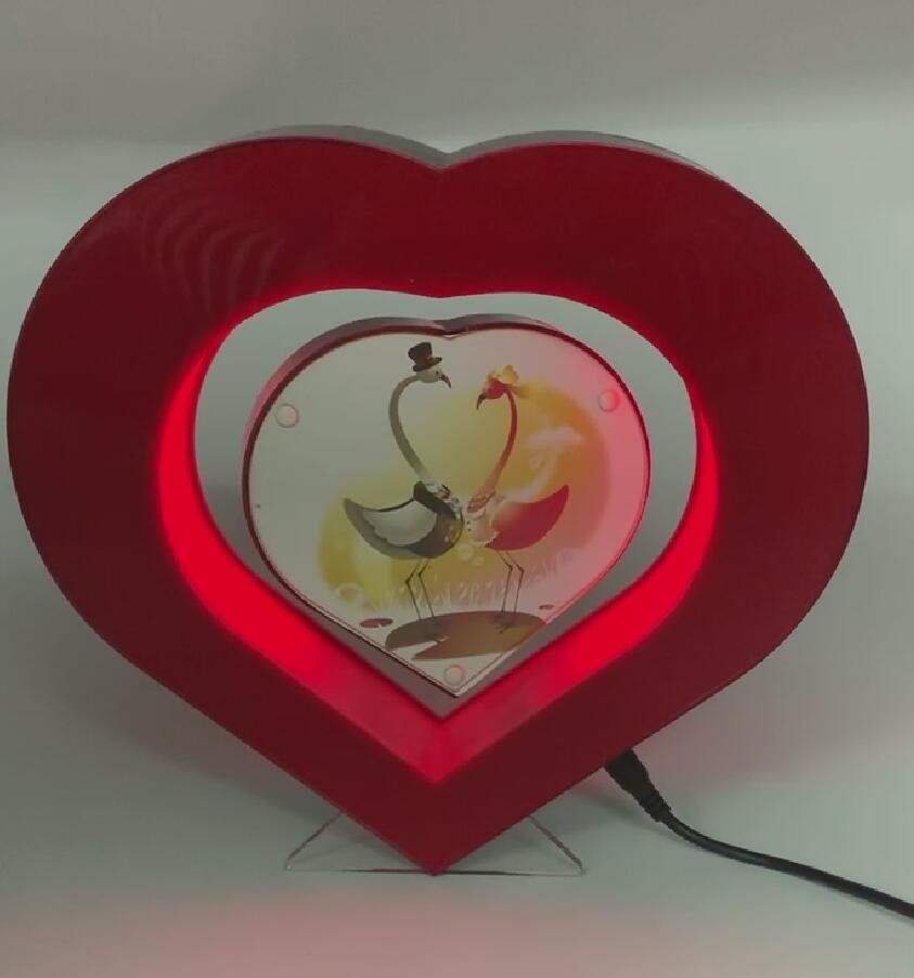 led light red magnetic levitation photo frame display stand ,floating picture frame display racks