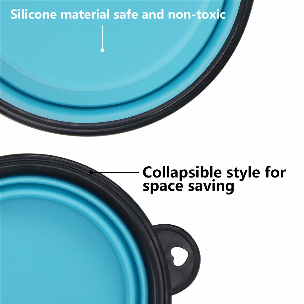 Collapsible Pet Bowl Dog Bowls 2 Pack Portable Silicone Pet Feeder Dog Cat Food Water Feeding Travel Bowl For Camping