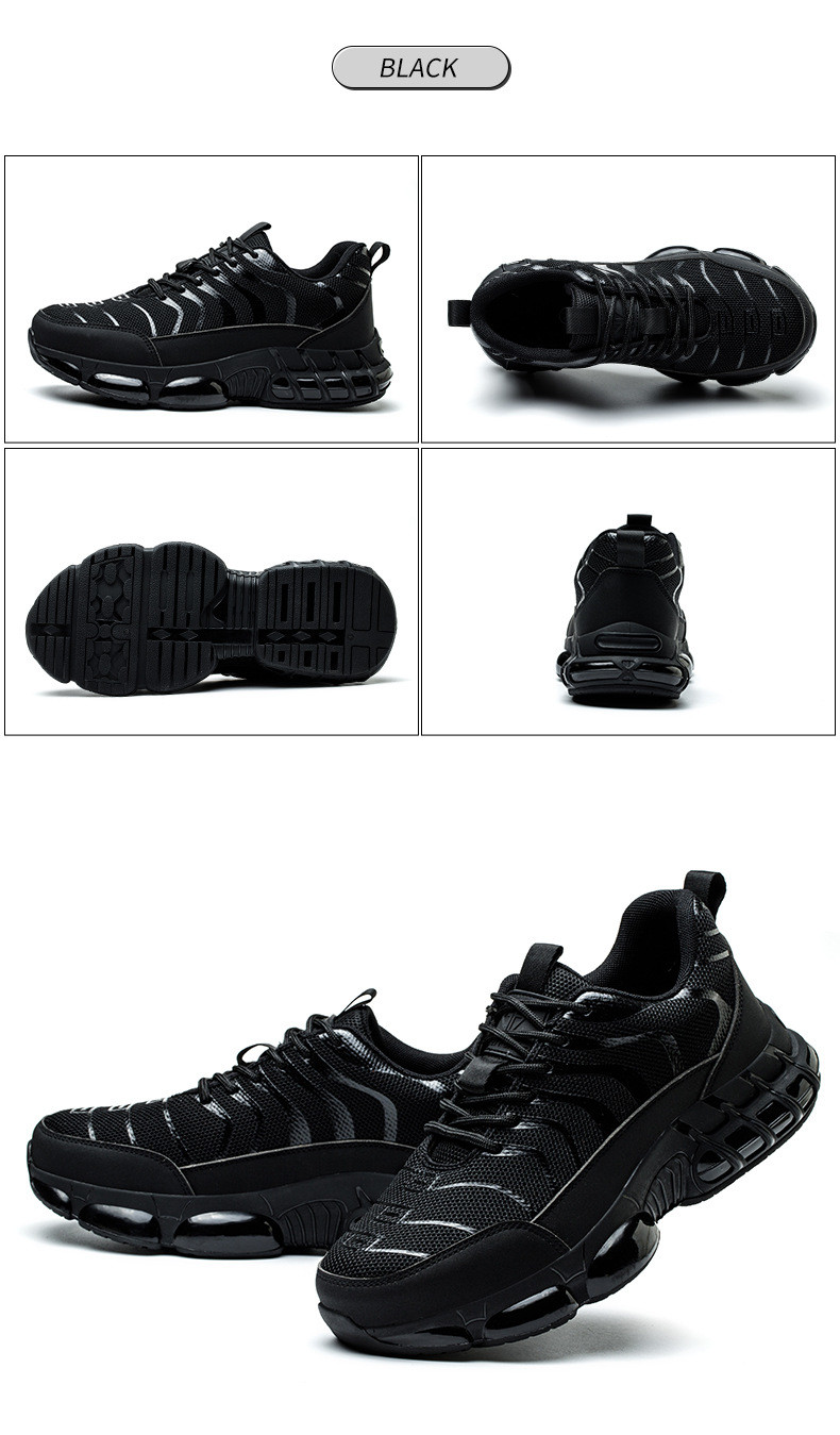 Flyknit Kevlar Air-cushioned Sole Safety Shoes For Industrial Workers In Orange Red Black