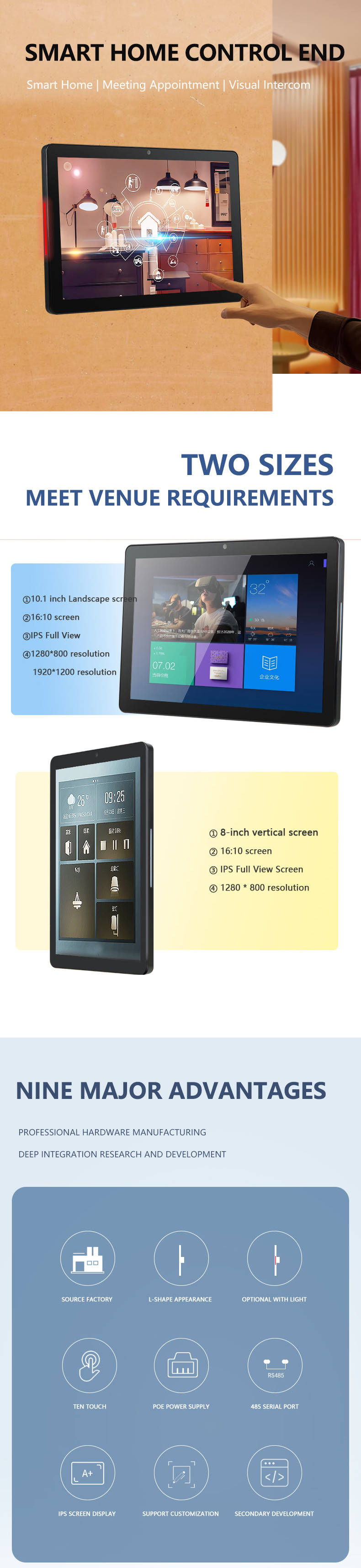 10 Inch Landscape Android Touch Screen Display KR3566 Tablet PC For Smart Home