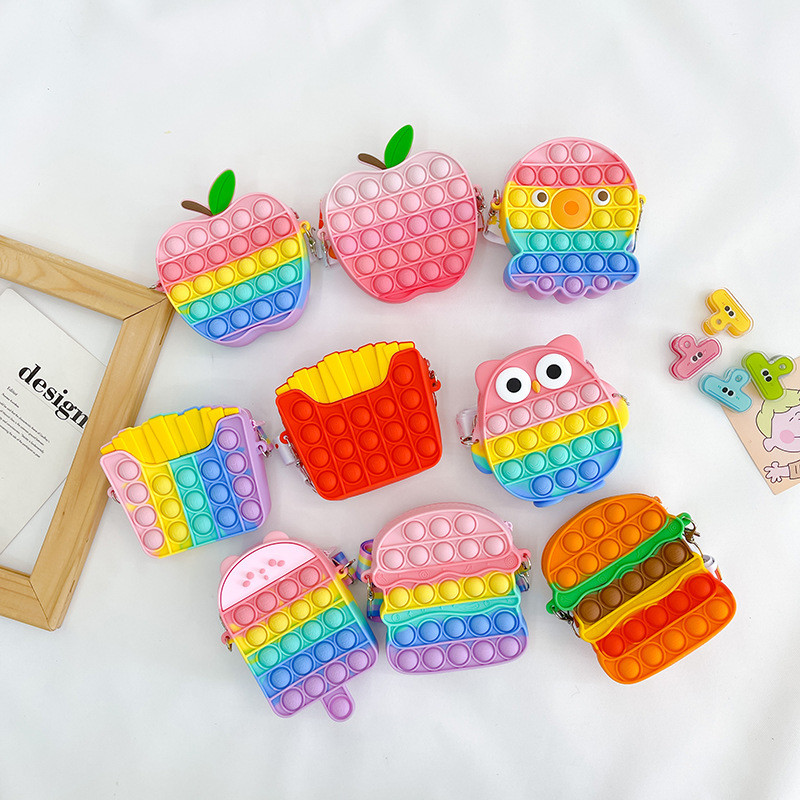 Colorful Silicone Makeup Accessories Lightweight Cute Tote Bag For Kids Pencil Bag Storage Container Bag ShoulderHandbag