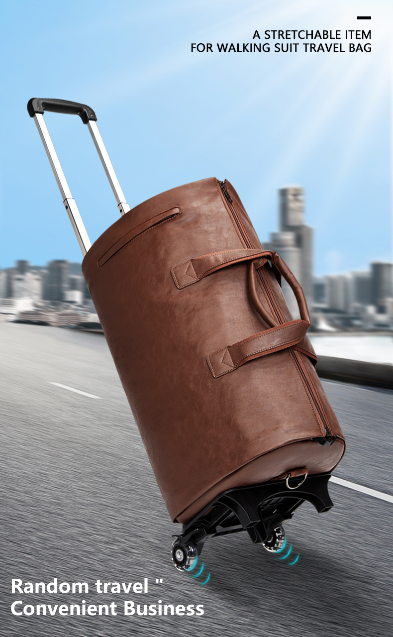 Retro Wheeled Garment Trolley Duffle Bag Large Rolling Duffle Bag 30cm High