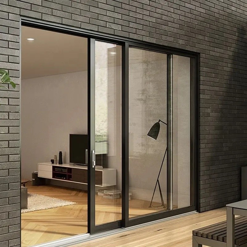 Aluminium Double Tempered Glass Energy Efficient Sliding Door