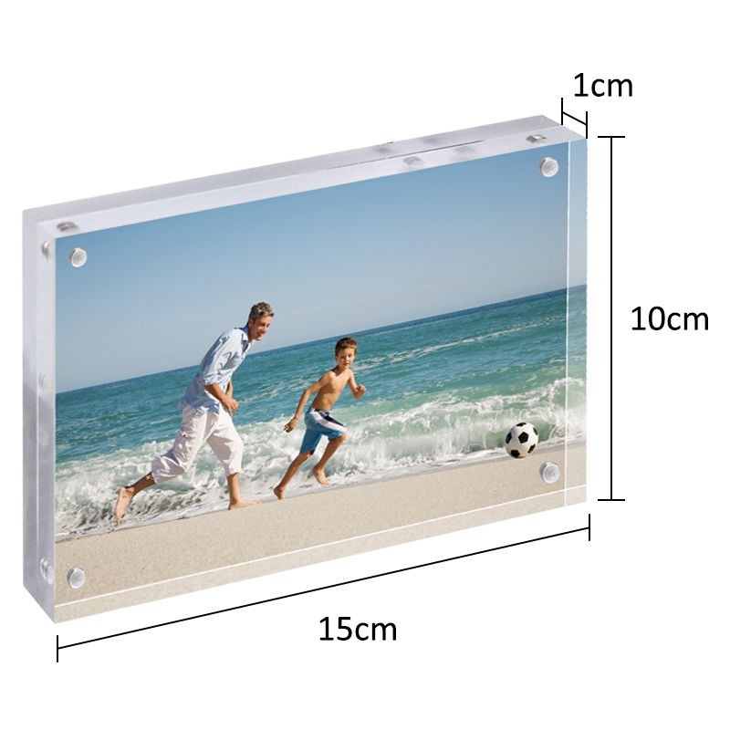 Acrylic Magnetic Photo Frames 10*15*1.6cm Double Sided Tabletop Picture Frames
