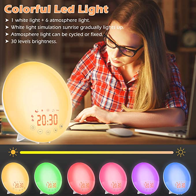 Amazon Alex Google Assistant Home Sunrise Alarm Clock / Sun Lamp Alarm Clock