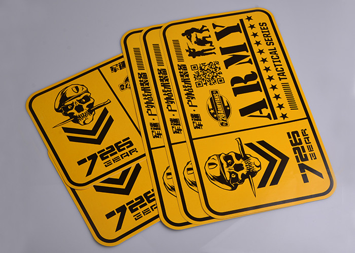 Print yellow and black color outdoor UV resistant army tactical series advertising stickers decals custom