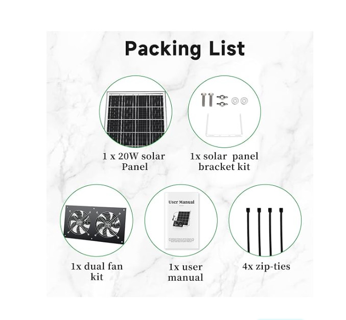 FTB20 Outdoor Solar Panel Kit Powered Exhaust Fan For Chicken Coop IP65 Waterproof