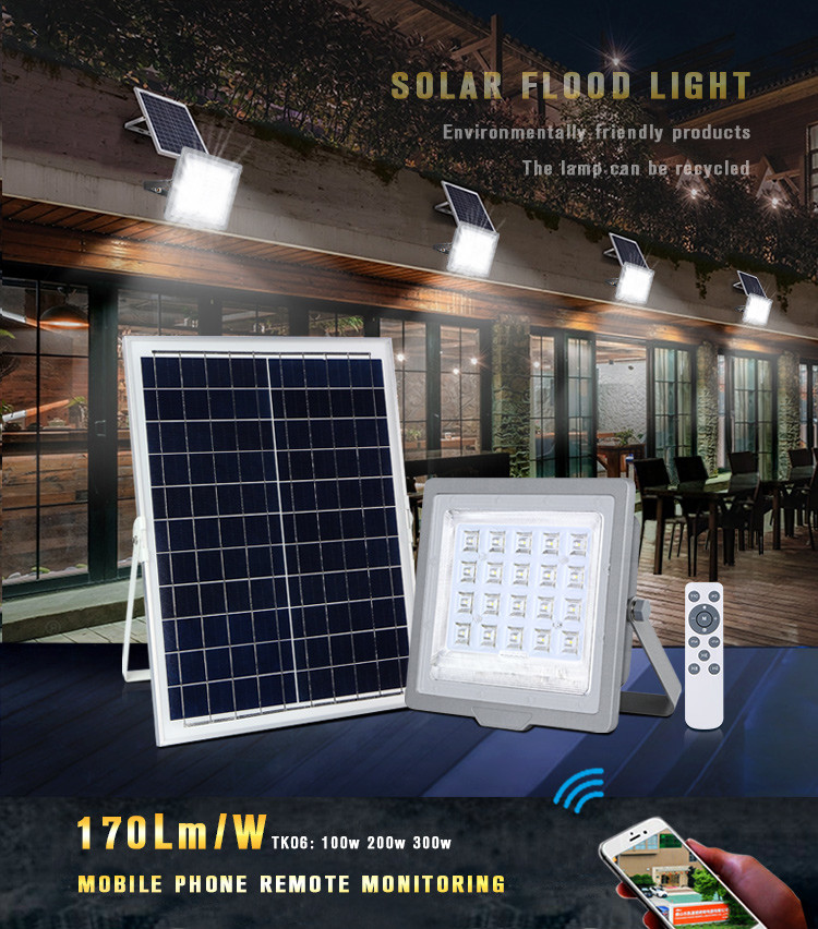 Multifunctional 200watt LED Solar Flood Light IP65 With Remote Control