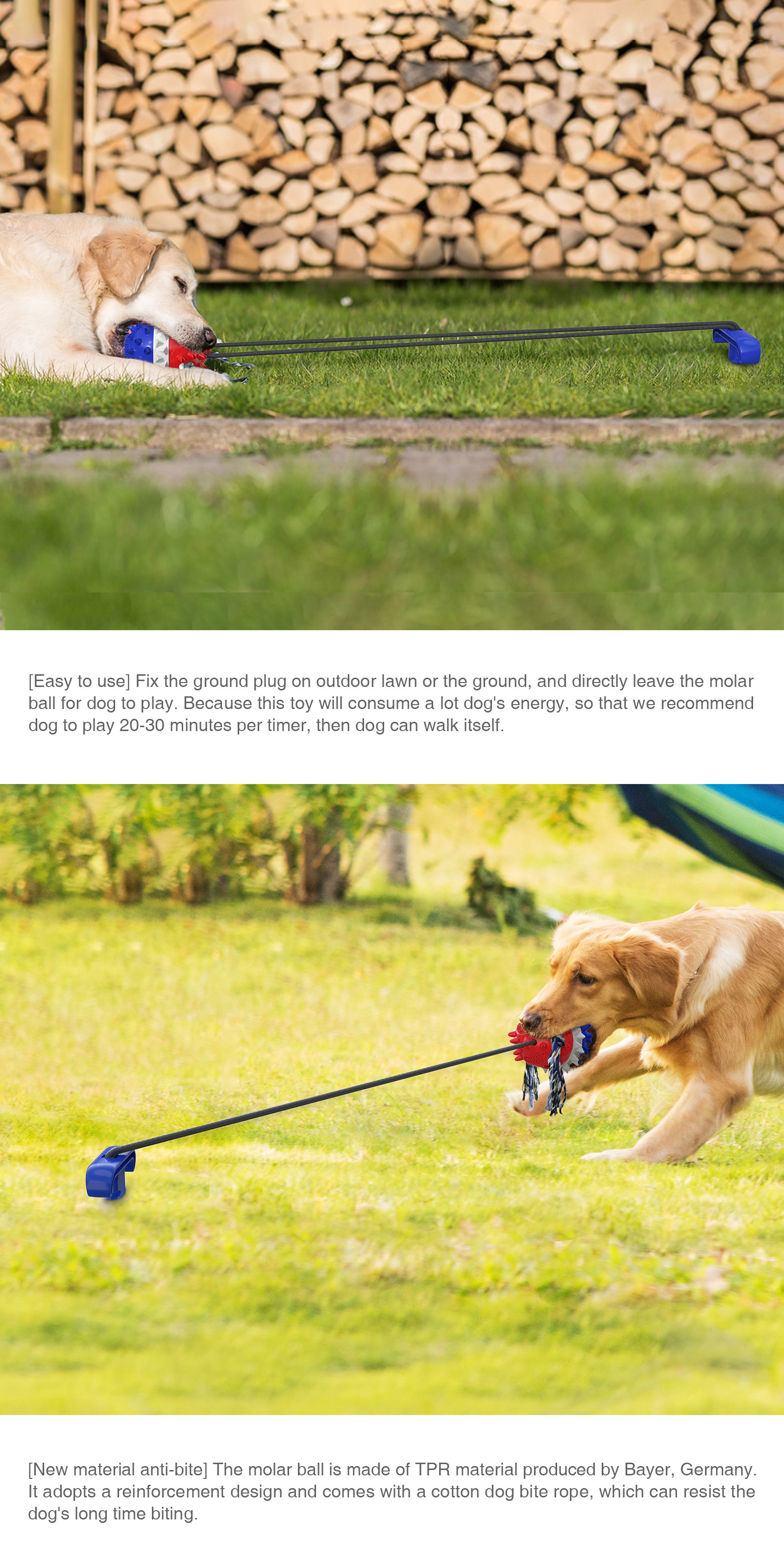 Indestructible Natural TPR Dog Molar Chew Toy Toothbrush Drawstring Ball Multifunctional