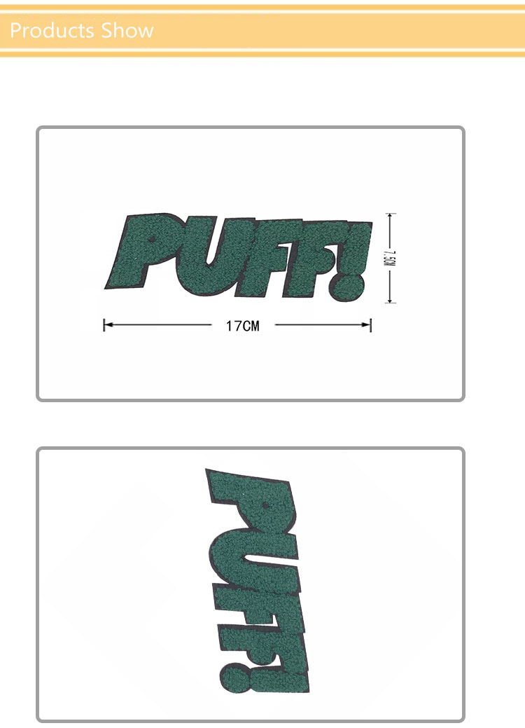 Cute Letter PUFF Embroidered Sports Patches Decorate Sew On Style For Garment Accessories