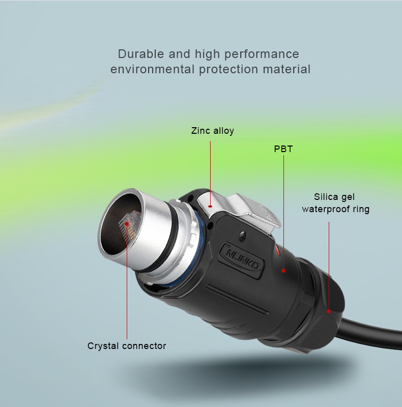 Black Plastic RJ45 Connecter Cat5e Outdoor Waterproof Ethernet Cable PBT Plug Hot sale 8 Core Connector For Signal