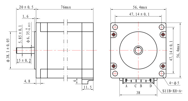 1.8 Degree 2 Phase Stepper Motor For Engraving Machinery 17.5N.M Hybrid NEMA 23