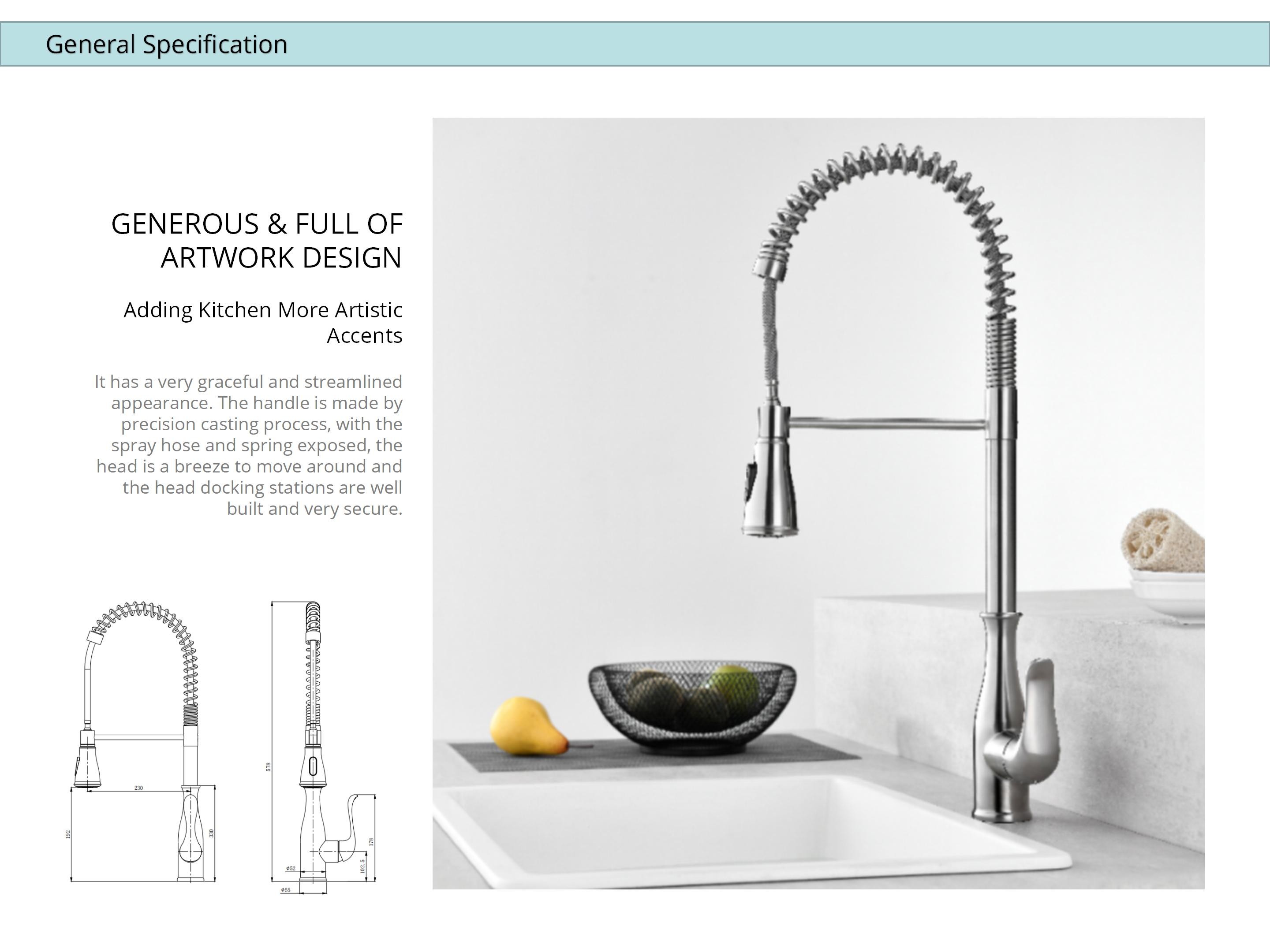 Spring Spout Flexible Kitchen Faucet Deck Mounted Basin Taps OEM HOMEKA
