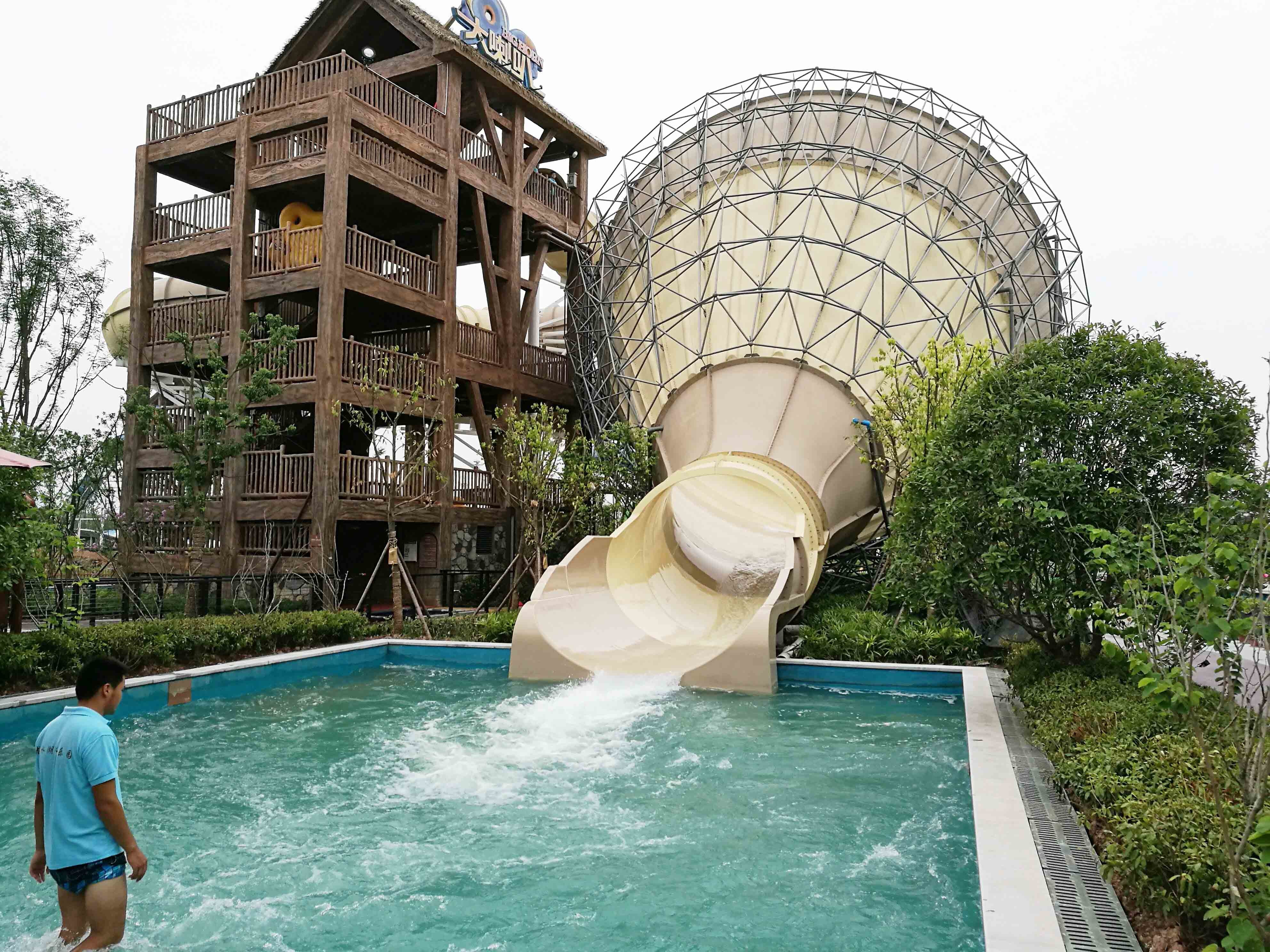 Red / Yellow / Green Fiberglass Water Slides for outdoor playground