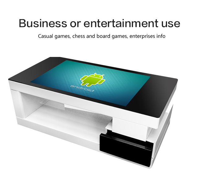 Free standing Drawer 43 inch indoor lcd interactive android system coffee game smart touch screen table
