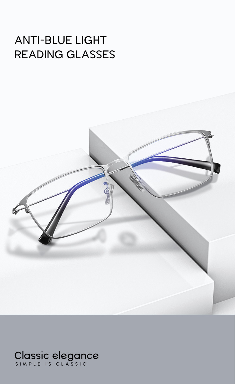 Light Gun Color Mens Metal Frame Reading Glasses Readers 140MM