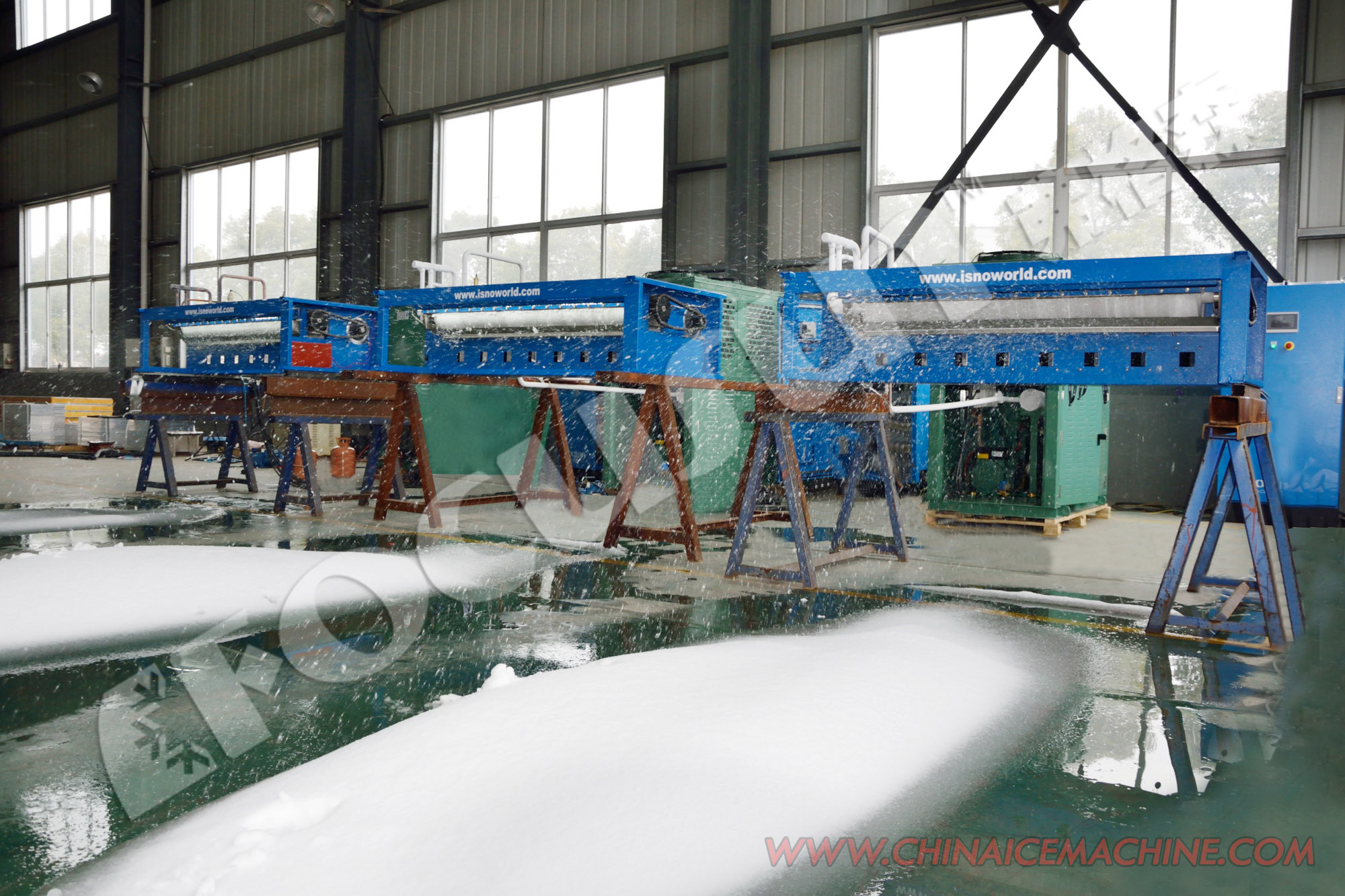 600KG/24H Gran capacidad maquina de nieve artificial snow making machine con compresor 5kw