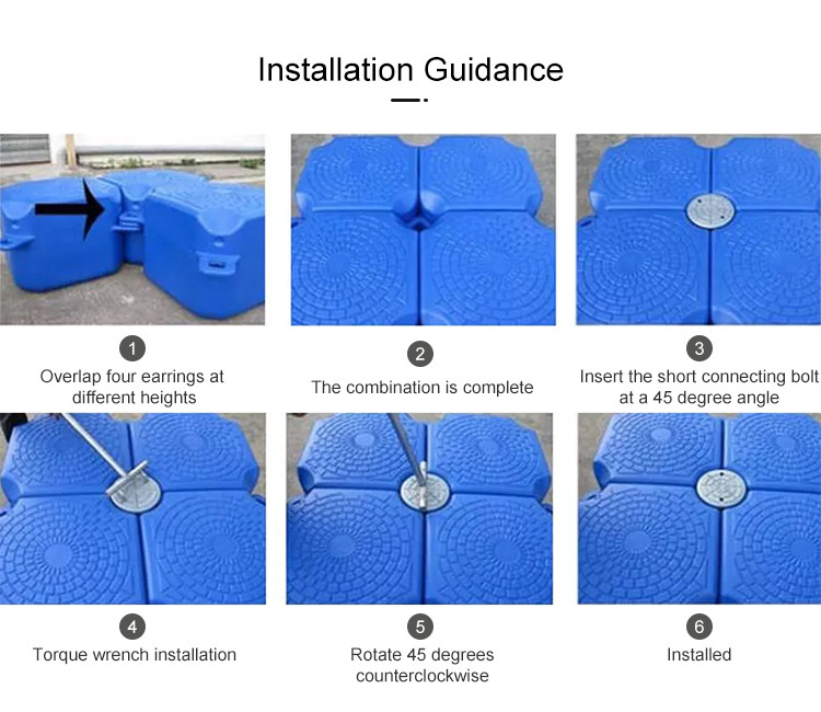 HDPE Plastic Floating Dock Modular Cubes For Water Recreational Platform