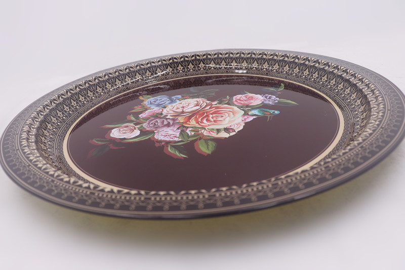 SS Gold Bottom Dinnerware 33cm Round Dinner Plate For Weddings