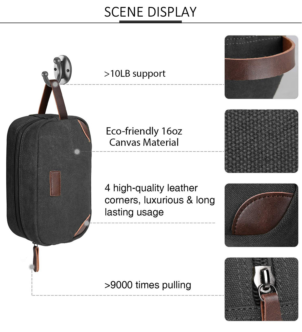 Mens Canvas Portable Bathroom Bag For Business Trip