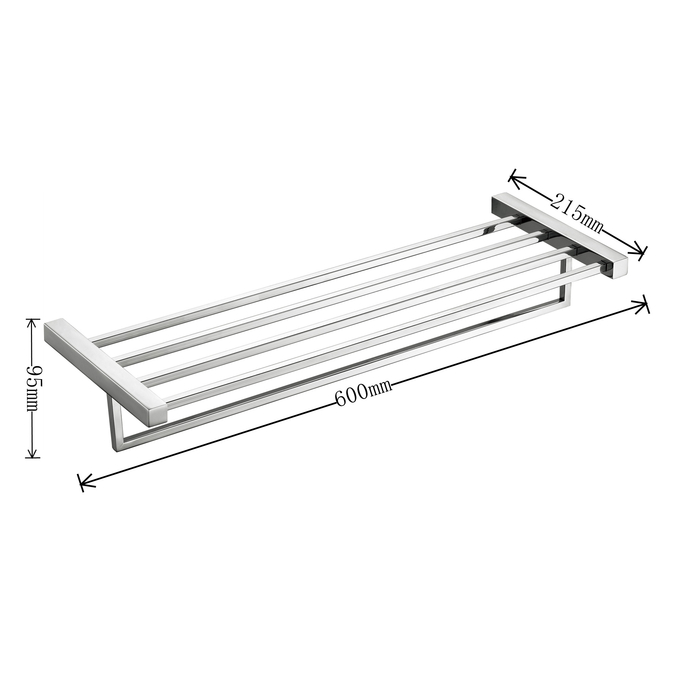 23.6 Inch Bathroom Wall Shelf With Towel Bar SUS304 Stainless Steel Rust Resistant