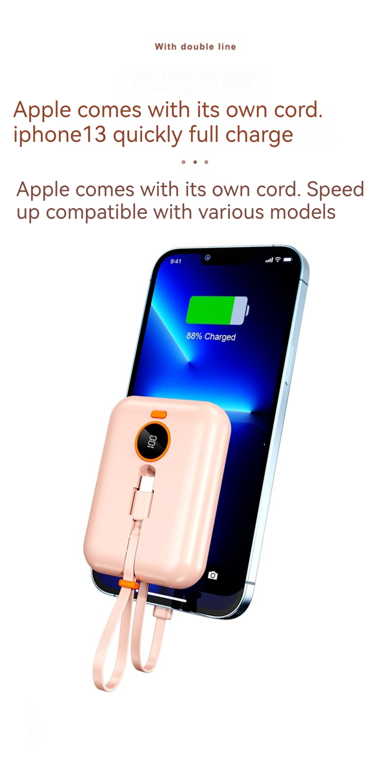 Type C Output Interface Portable 10000mAh Power Bank for Outdoor Charging and Devices