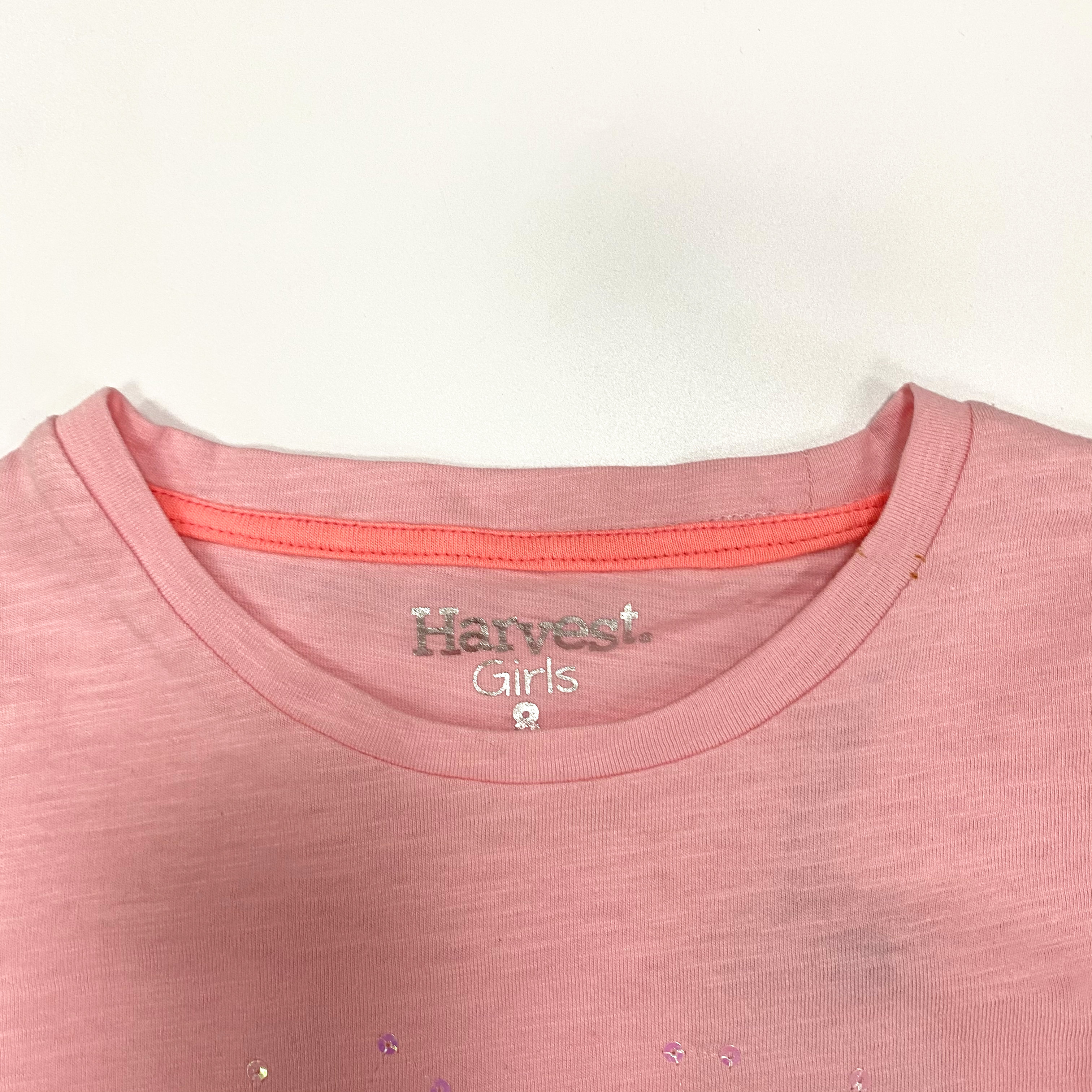 100% Combed Cotton Girl's Beaded Embroidered Short Sleeve Summer T-Shirt Slub Jersey