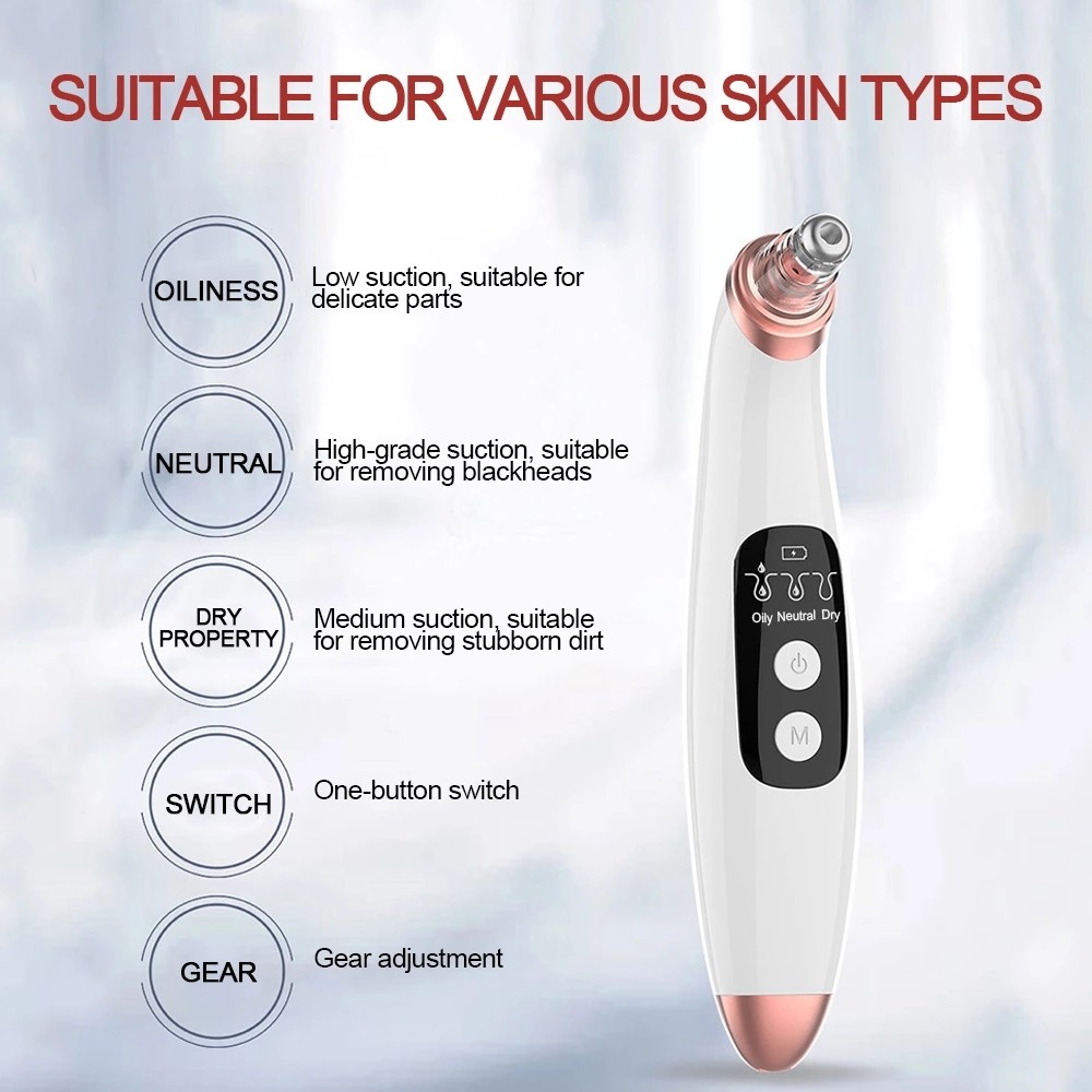 400mAh Rechargeable Battery Face Vacuum Cleaner Blackheads Removal Machine Deep Clean