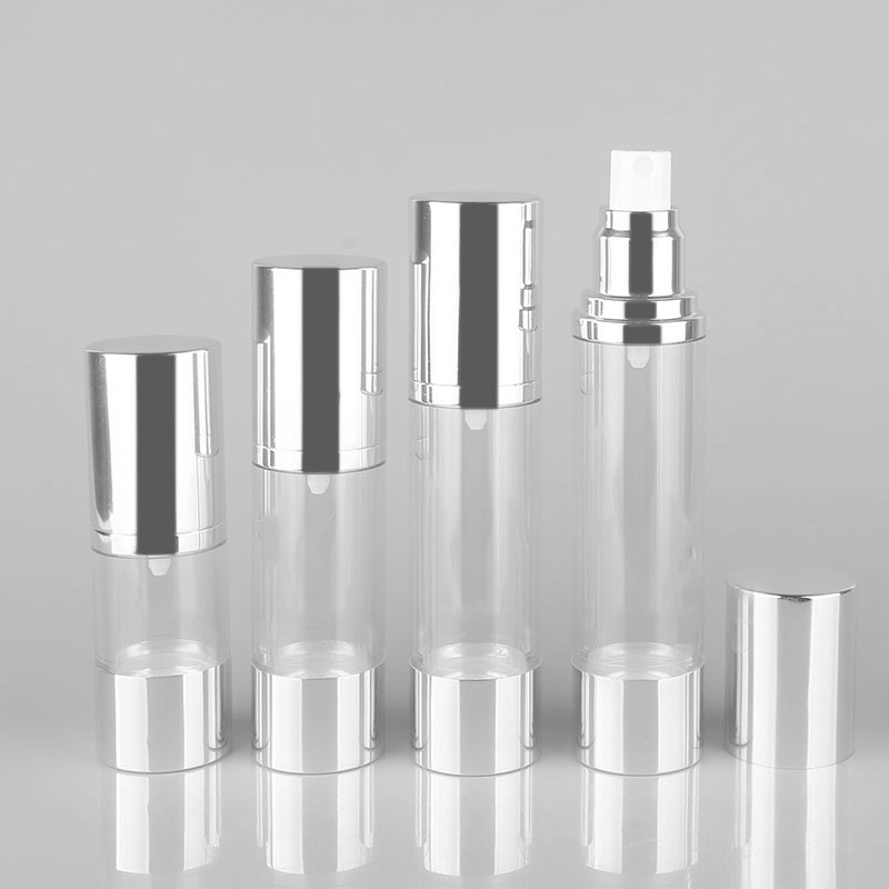 0.51oz 15ml 20ml Filling Silver Plastic Airless Pump Bottle 50ml 1.69oz Airless Lotion Bottle