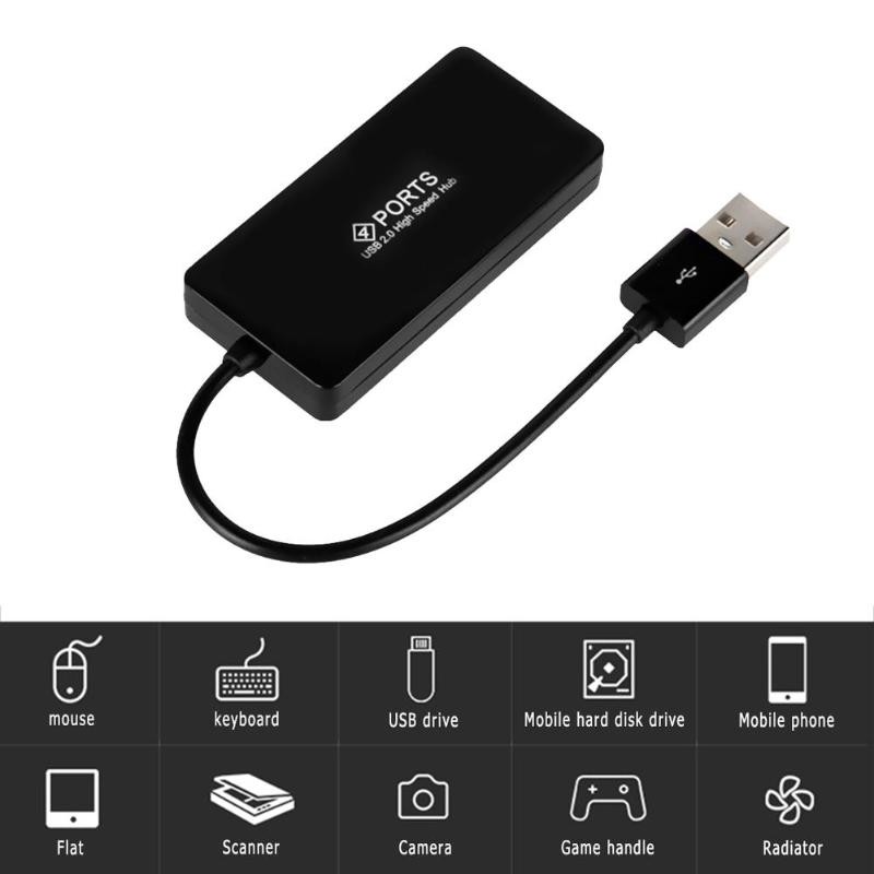 Multi Splitter Expansion Ultra Thin 4 Ports USB 2.0 High Speed Hub