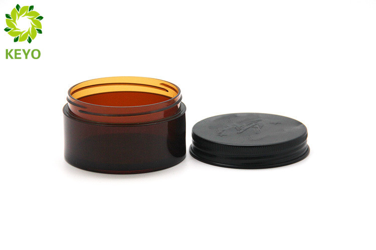 Amber Wide Mouth Face Mask Jar 100g PET Plastic Made With Black Aluminium Cap