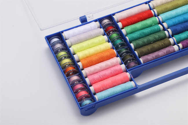 Sewing Thread Box Kit storage 64 Colors Polyester 32 PCS Sewing Thread Spools and 32 PCS Prewound Bobbins Color
