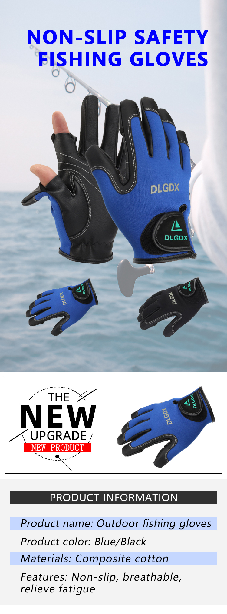 New breathable wear resistant outdoor dew three fingers fishing gloves sea classic competition fishing gloves