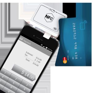 China Mini NFC Magnetic Bank RFID Card Reader With ISO Android SDK ACR35 Contactless White Color Lightweight Card Writer on sale