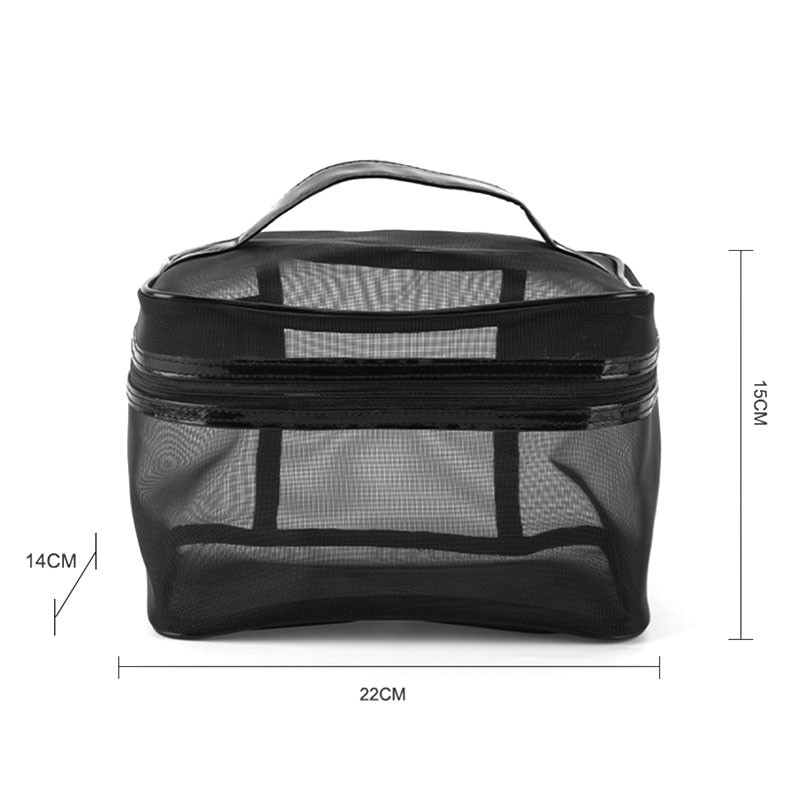Breathable Transparent Mesh Cosmetic Bag Large Capacity Portable Storage