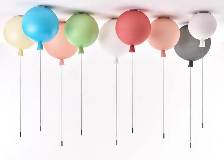 Romantic Kids Children Bed Room Pendant Light Colourful Glass Balloon Led Ceiling Lamp