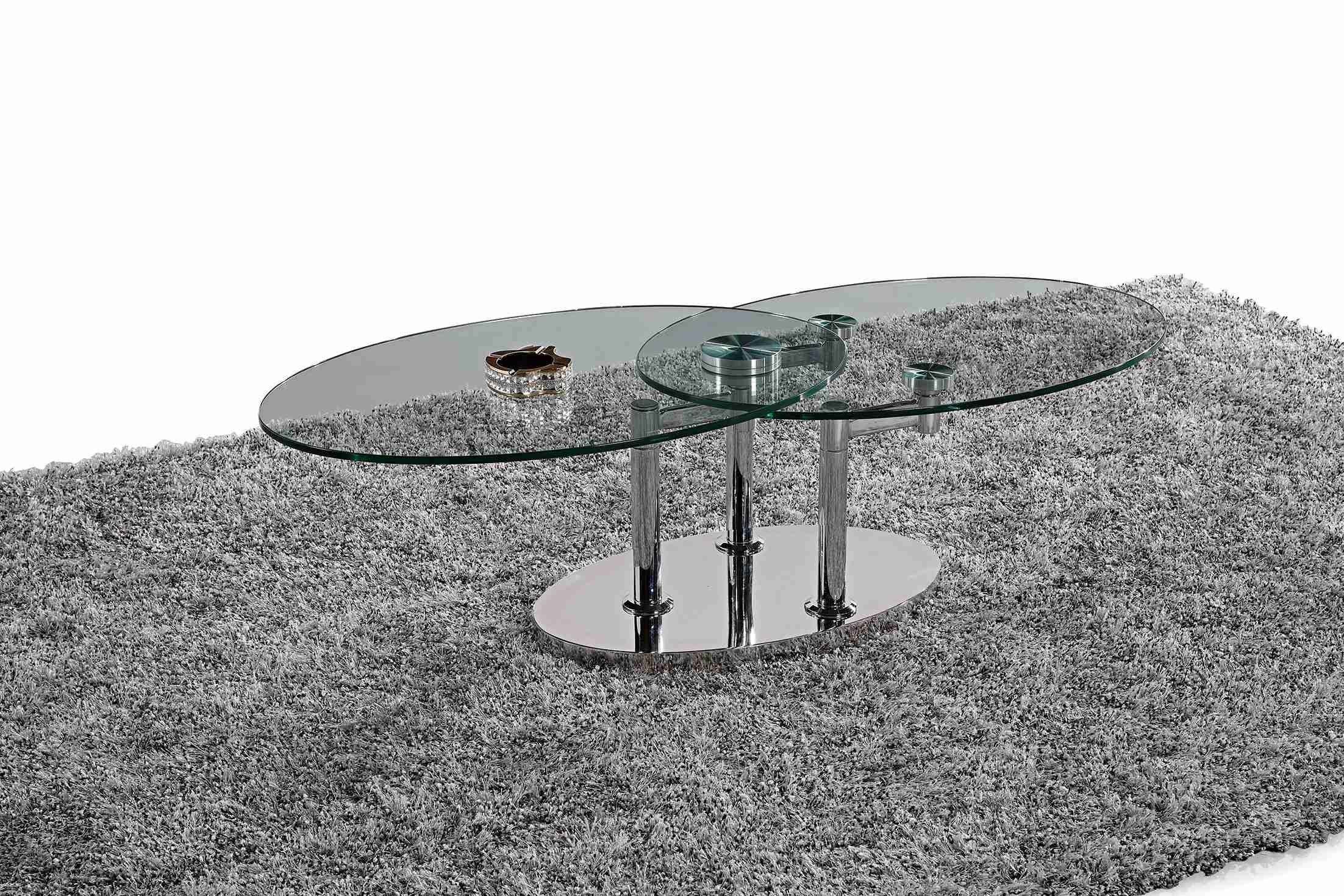 Folding Modern Glass Oval Dining Table Tempered Glass Stainless Steel Frame L200xW100xH75cm