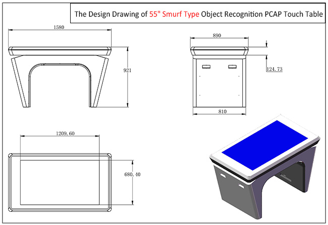 43 inch Android Interactive Multi Touch Screen Bar Table, Smurfs Object Recognition Table