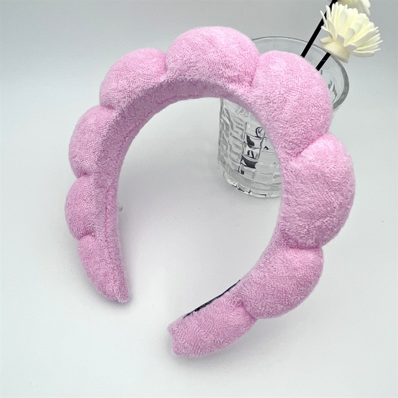 Spa Headband for Women Sponge Puffy Makeup Headband Spa Headband Terry Towel Cloth Fabric Head Band Yoga Washing Face