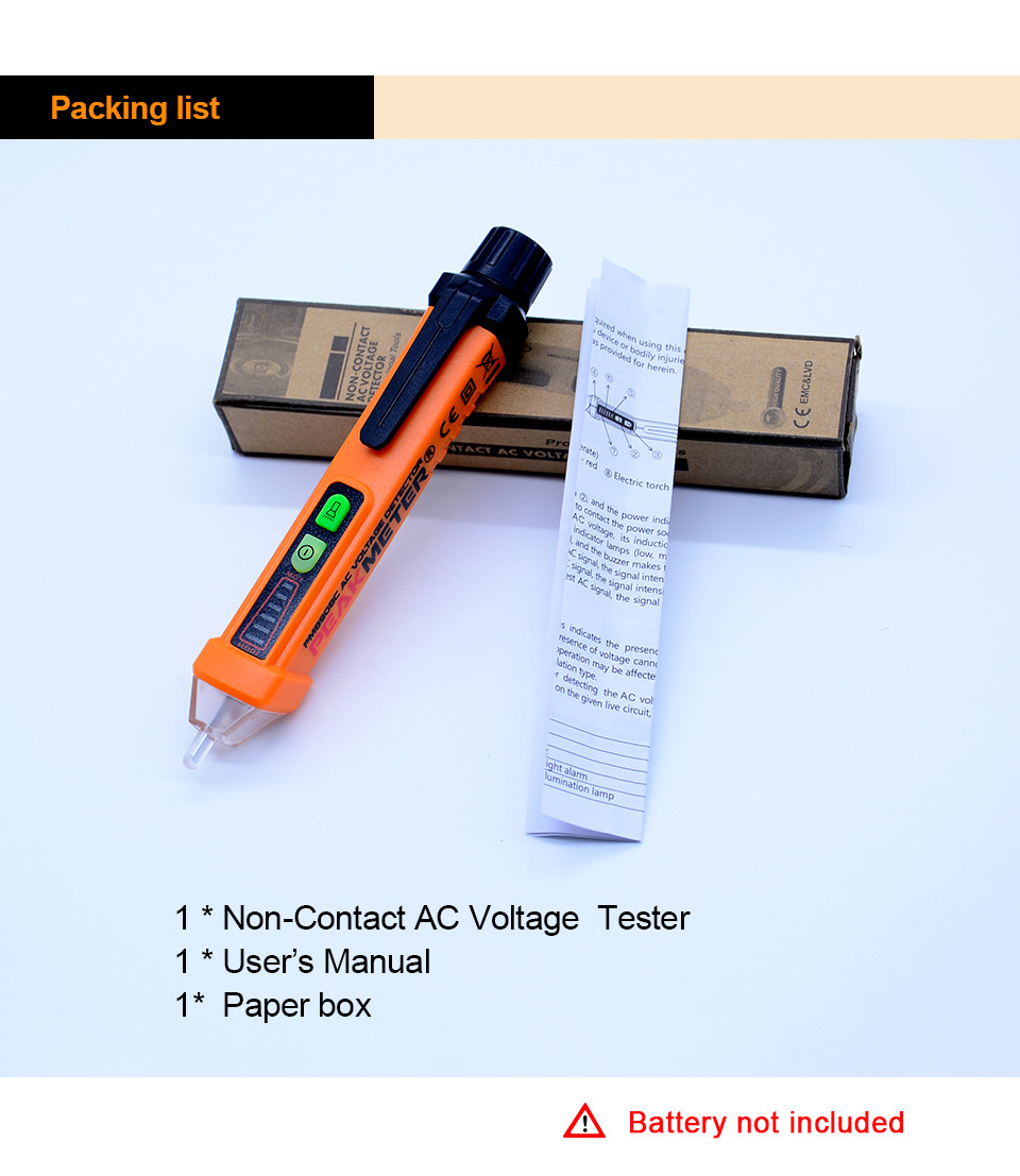 Current Measurement AC Voltage Detector Pen Sound And LED Alarm High Safety Standard